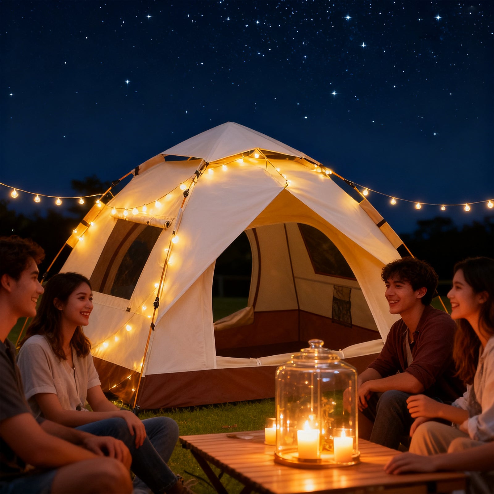 4-Person Automatic Pop-Up Camping Tent, Waterproof Lightweight Outdoor Tent for Backpacking & Beach