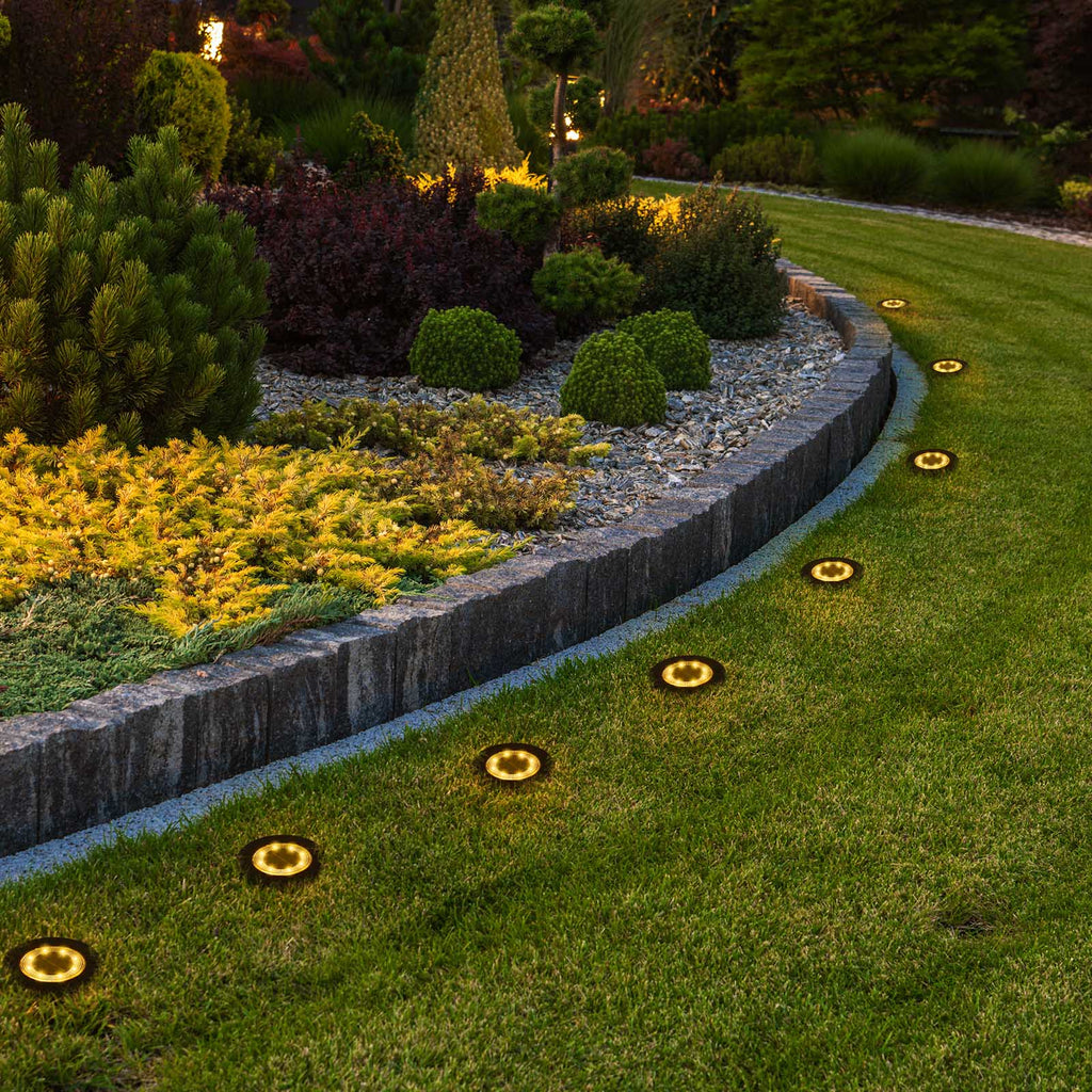LED Solar In‑Ground Disk Lights, Waterproof Outdoor Garden Ground Lights