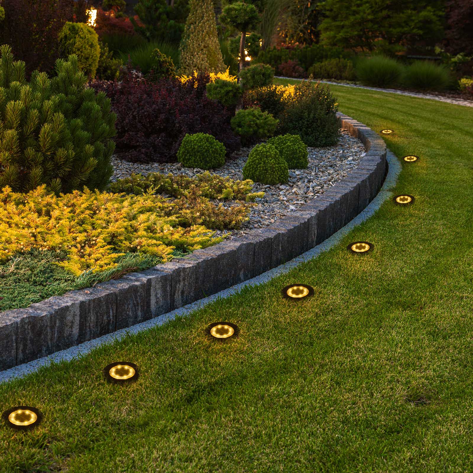 LED Solar In‑Ground Disk Lights, Waterproof Outdoor Garden Ground Lights