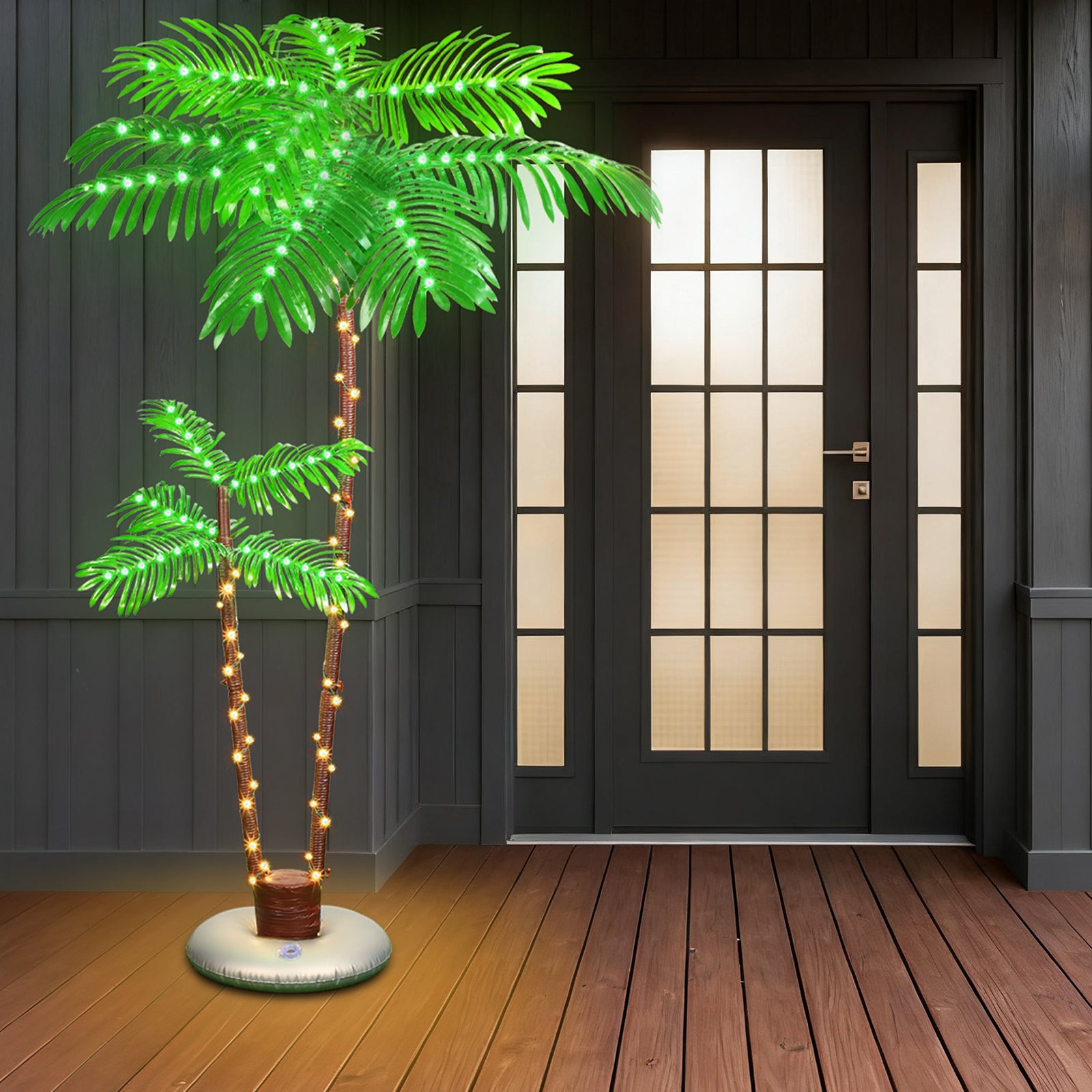 6FT Lighted Artificial Palm Tree - Tropical Light Up Tree with Warm White LEDs