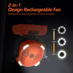 Portable 10000mAh Rechargeable Outdoor Fan with LED Lantern, 4 Speeds, Oscillating USB Desk Fan and Remote for Camping, Beach, and Travel