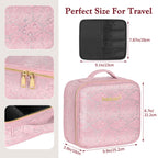 LED Makeup Travel Case with Mirror, 3 Adjustable Light Modes Portable Cosmetic Bag with Adjustable Dividers, Waterproof Pink Snake-Print Makeup Organizer for Women