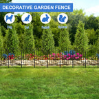 24" (H) x 10ft (L) Decorative Garden Fence - 10-Panel Rustproof Metal Border for Animals & Flower Beds, No-Dig Easy Install Yard Fencing, Arched