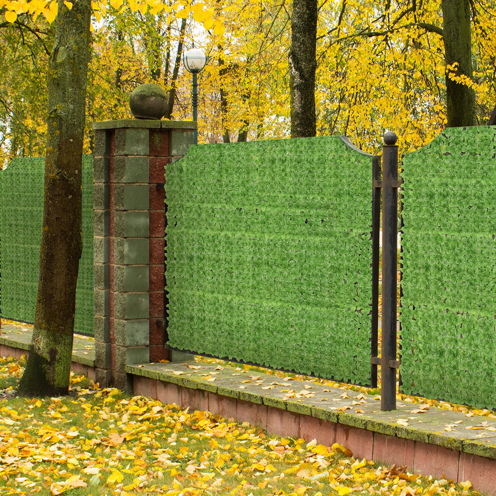 24-Pack Faux Greenery Privacy Fencing with Purple Floral Accents, Expandable Synthetic Leaf Wall Panels for Balcony and Garden Screening, 132 x 37.8 Inches