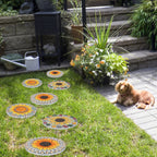 3-Pack Sunflower Decorative Garden Stepping Stones, 10-Inch Round Non-Slip Resin Path Stones for Yard Patio & Walkway
