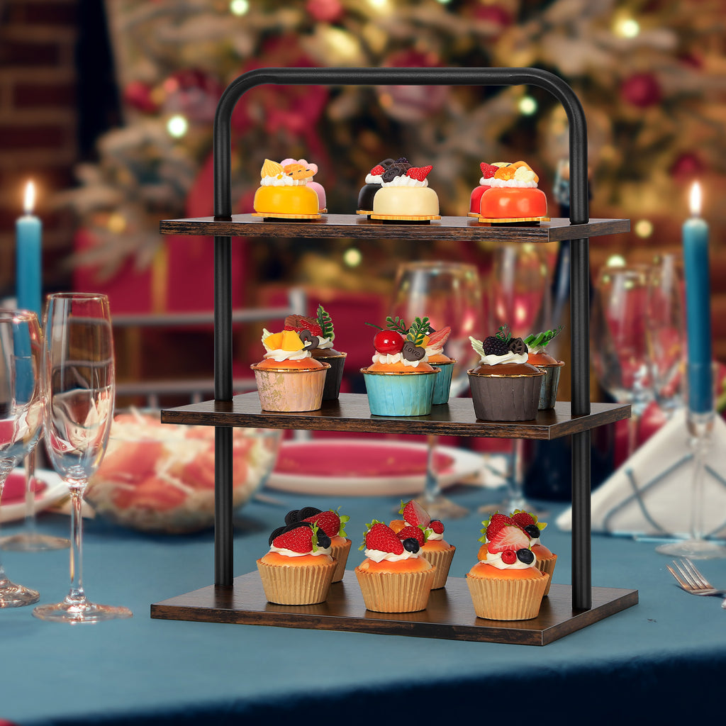 Industrial 3-Tier Cupcake Stand & Dessert Display Server