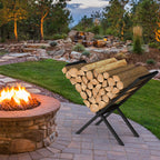 X-Shaped Firewood Rack for Fireplace, Heavy-Duty Metal Log Holder for Indoor/Outdoor Wood Storage, Black,