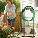 Freestanding Garden Hose Holder - Heavy Duty Metal Water Hose Stand with 4 Spikes - Detachable Hose Storage for Yard & Pool - Holds up to 150ft
