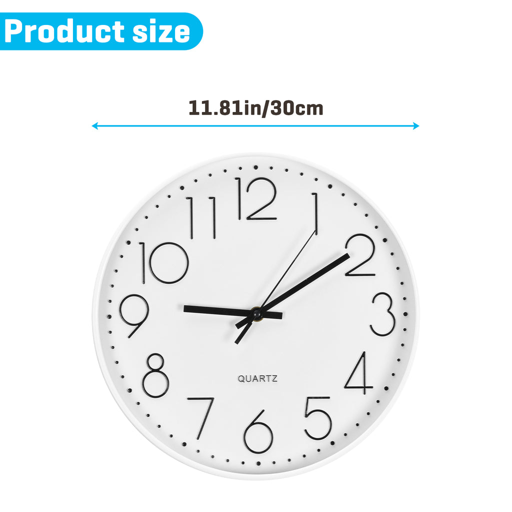 12 Inch Rose Gold Silent Wall Clock - Modern Minimalist Non-Ticking Clock for Living Room, Bedroom, Kitchen, Battery Operated, Large Easy-to-Read Display