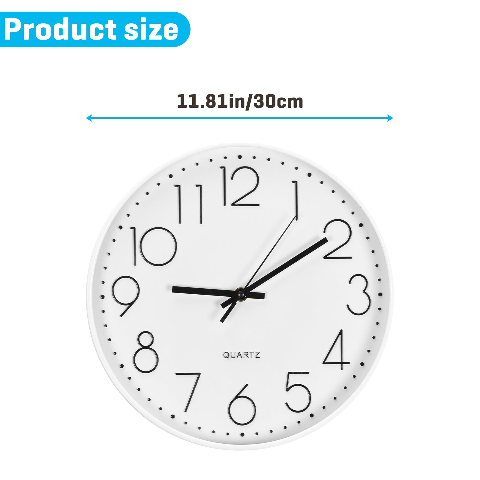 12 Inch Rose Gold Silent Wall Clock - Modern Minimalist Non-Ticking Clock for Living Room, Bedroom, Kitchen, Battery Operated, Large Easy-to-Read Display