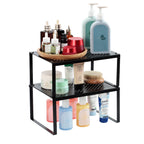 Set of 2 Black Cabinet Shelf Inserts - Expandable & Stackable Kitchen Organizer for Spice Rack