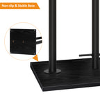 Freestanding Toilet Paper Holder Stand with Round Wooden Top Shelf, Black Metal Tissue Roll Storage Rack, Reserve Roll Storage Design for Bathroom Kitchen