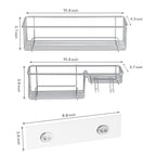 2-Pack Wall Mount No Drill Shower Caddy with Hooks - Space Saving Bathroom Organizer for Shampoo Conditioner and Bath Essentials