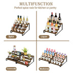 4-Tier Expandable Spice Rack (Set of 2) -Adjustable Step Shelves for Kitchen Cabinets & Countertops