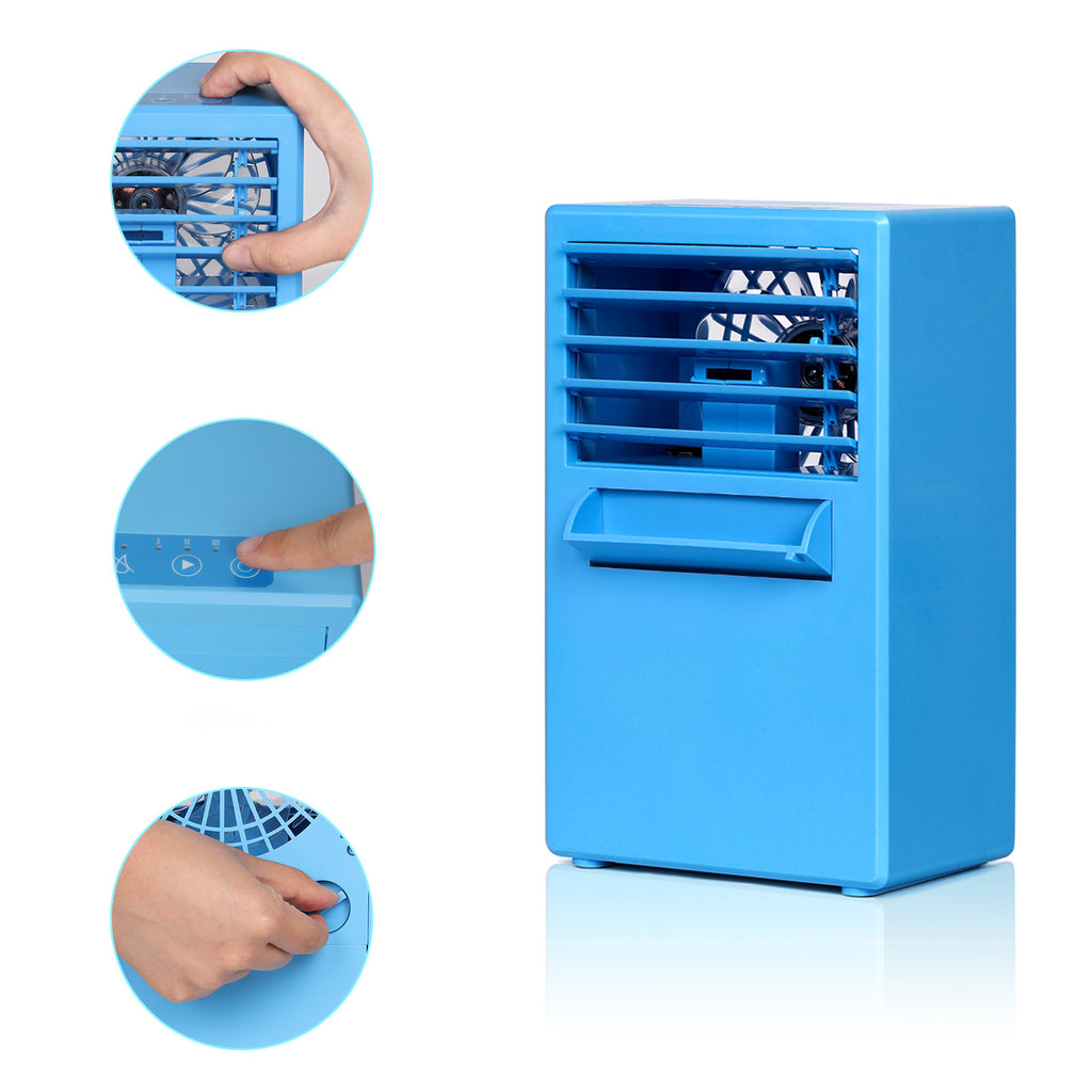 Personal Mini Desktop Air Cooler Fan, 3-Speed Portable Cooling Fan for Office, Study & Bedroom (Blue)