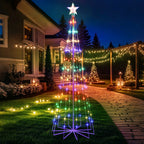 6' Animated LED Outdoor Christmas Tree - Multicolor Lightshow Cone Tree with Topper Star