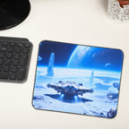 3-Piece Sci-Fi Space Station Desk Mat Set, Futuristic Galactic Mouse Pad & Cup Mat for Home Office