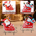 2-Pack Solar Christmas Metal Garden Stakes - LED Lighted Sleigh Signs for Pathway & Lawn Decor