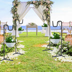 2-Pack 92-Inch Adjustable Shepherd Hooks - Heavy Duty Outdoor Garden Plant Hangers - Metal Bird Feeder Pole with 3-Prong Base for Lanterns
