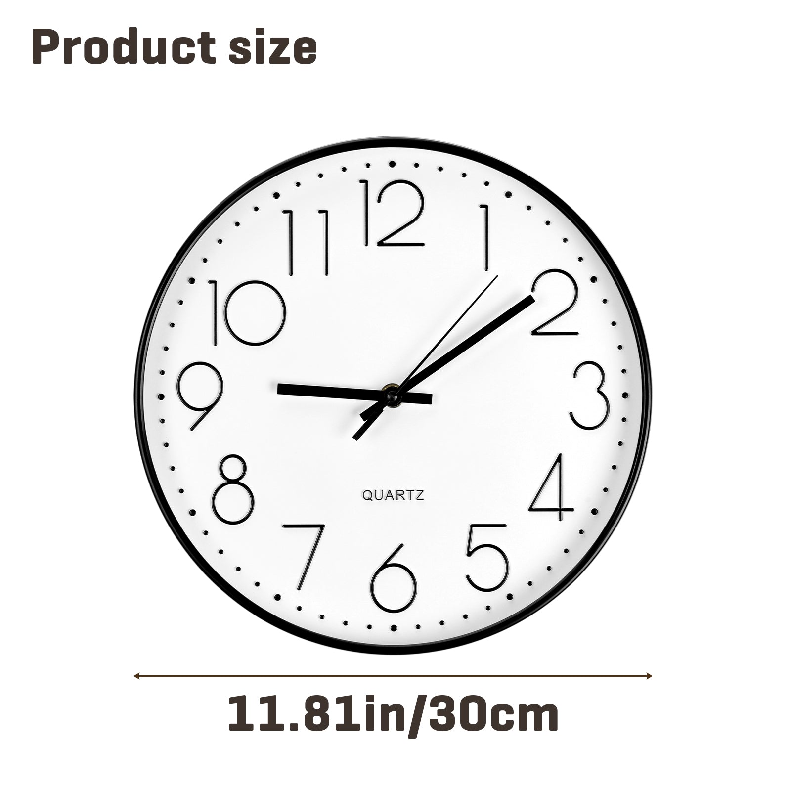 12 Inch Rose Gold Silent Wall Clock - Modern Minimalist Non-Ticking Clock for Living Room, Bedroom, Kitchen, Battery Operated, Large Easy-to-Read Display