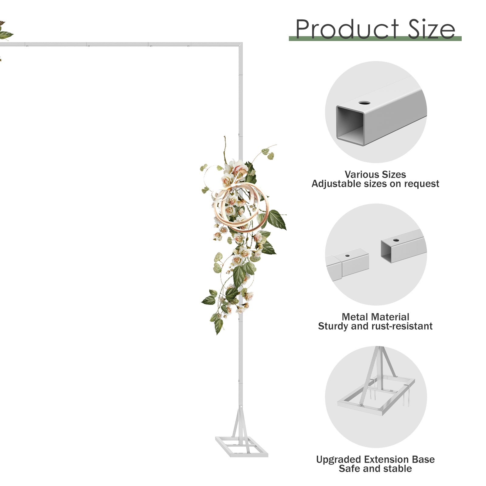 Grande Event 8.2ft Adjustable Backdrop Stand | Heavy-Duty Square Arch for Photo Booths & Weddings