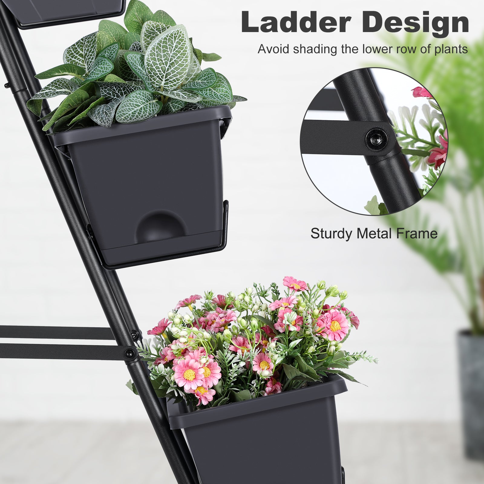4-Tier Vertical Raised Garden Bed - Elevated Planter Box for Herbs, Vegetables & Flowers, Space-Saving Indoor/Outdoor Standing Planter, Grey