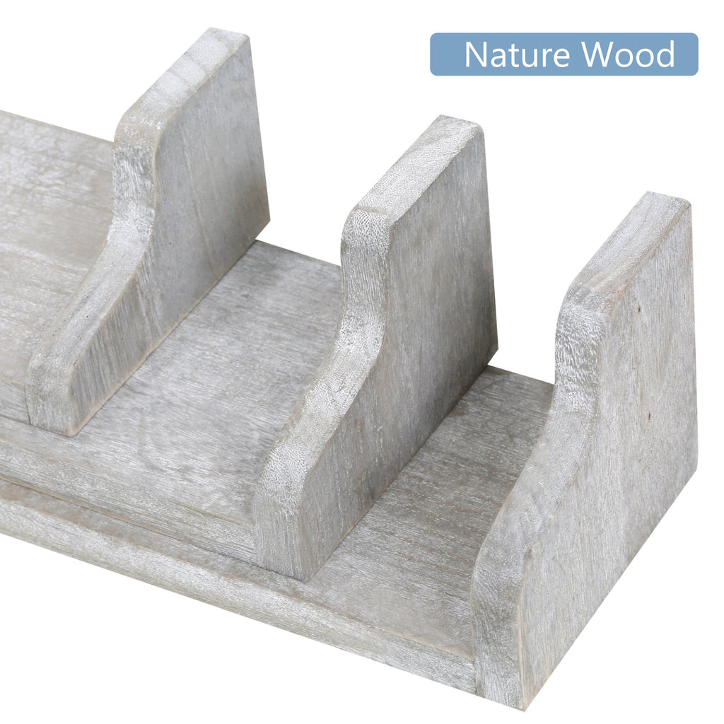 Set of 3 White Floating Wall Shelves - Rustic U-Shaped Decorative Display Shelves for Bedroom & Bath