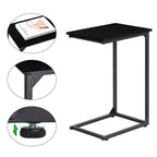 2-Pack C-Shaped Side Table Set - Slim End Tables for Sofa & Bedside, Space-Saving Snack Tray for Laptop & Drinks, Industrial Metal Frame, Black