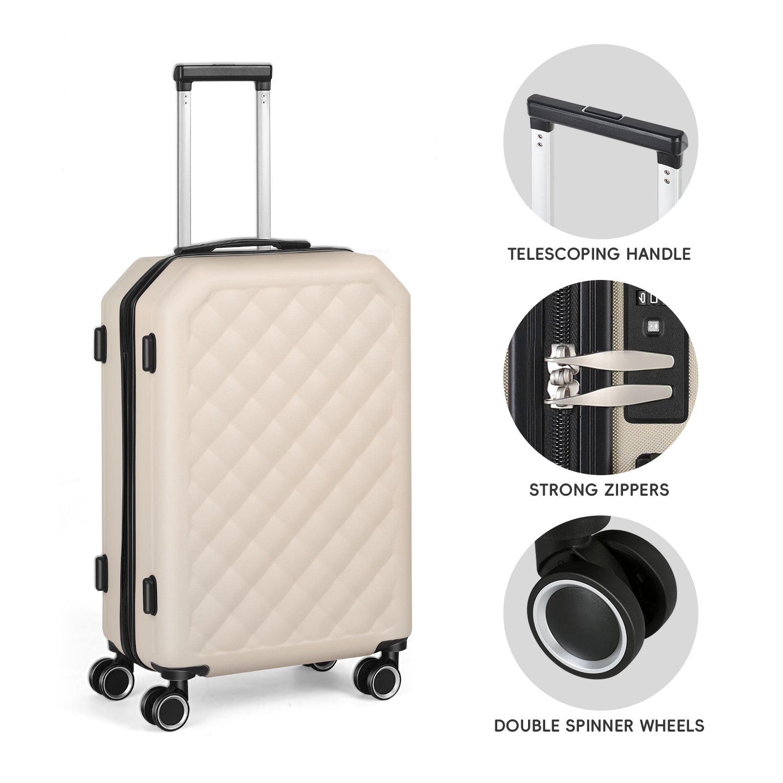 3PCS Travel Trolley Case Hardside Spinner Luggage Bag Set Lightweight 20/24/28 inch