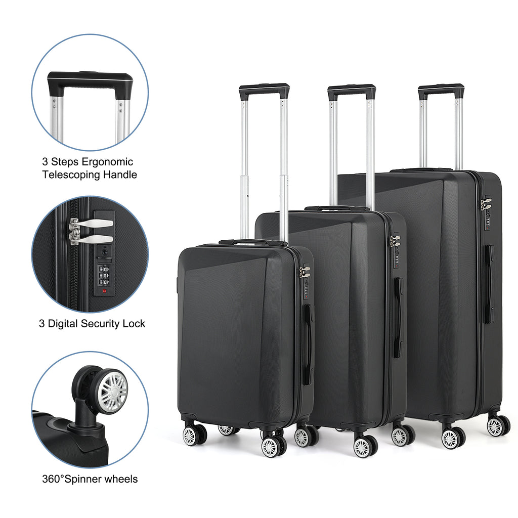 3 Piece Luggage Set Hardside Lightweight Suitcase TSA Spinner Wheels 20/24/28 inch