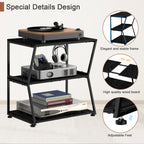 3-Tier Media Stand & Record Player Table - Industrial AV Audio Rack for DVD Players, Game Consoles & WiFi Routers, Stylish Living Room Organizer