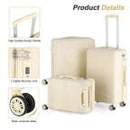 3 Piece Luggage Sets with TSA Travel Bag ABS Hard Shell Suitcases Spinner Wheels