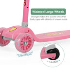 3 Wheels Kids Scooter, Adjustable Height Lean-to-Steer Kick Scooter with LED Light-Up Wheels, Windmill & Streamers, Gifts for Toddlers Boys Girls 3-5 Years Old, Pink