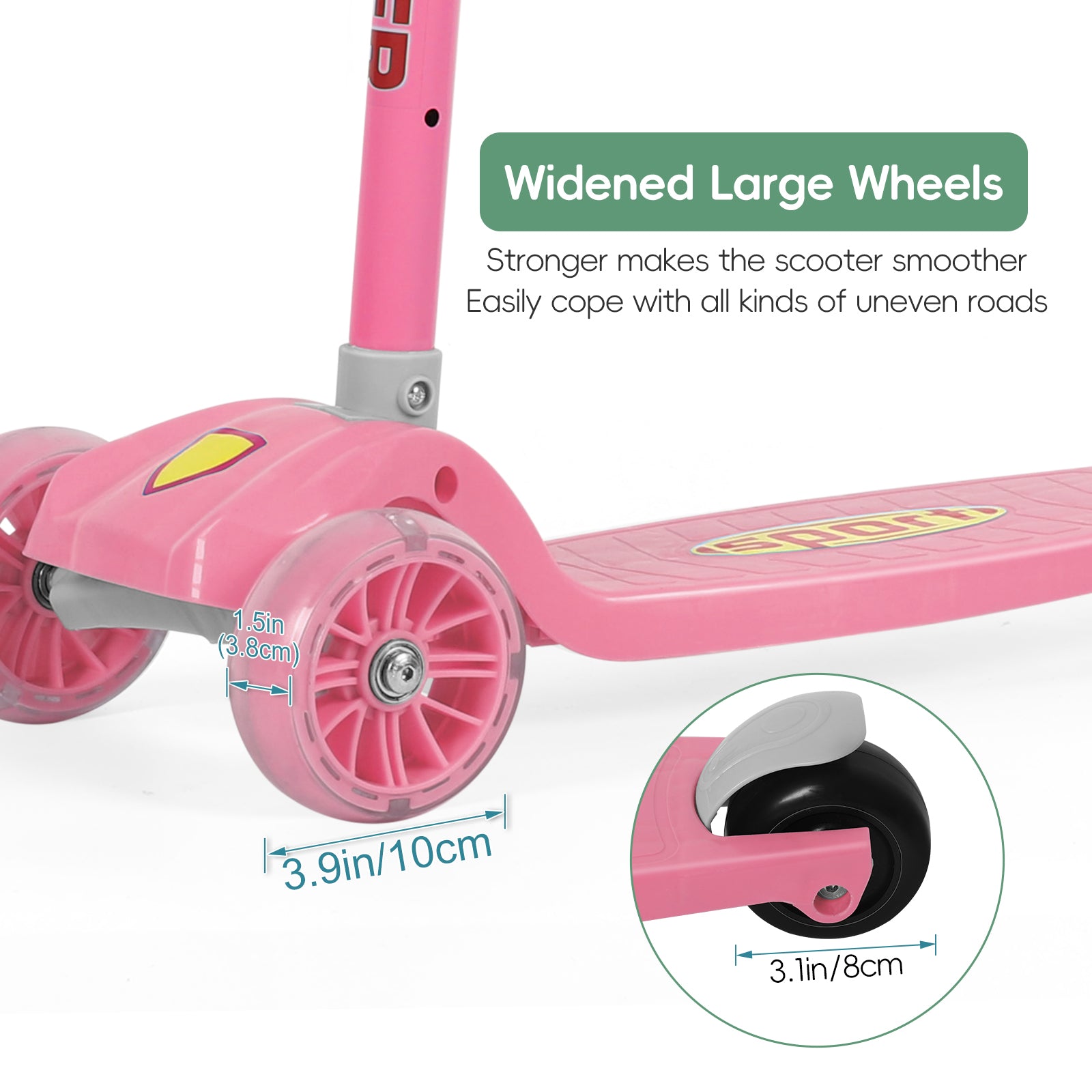 3 Wheels Kids Scooter, Adjustable Height Lean-to-Steer Kick Scooter with LED Light-Up Wheels, Windmill & Streamers, Gifts for Toddlers Boys Girls 3-5 Years Old, Pink