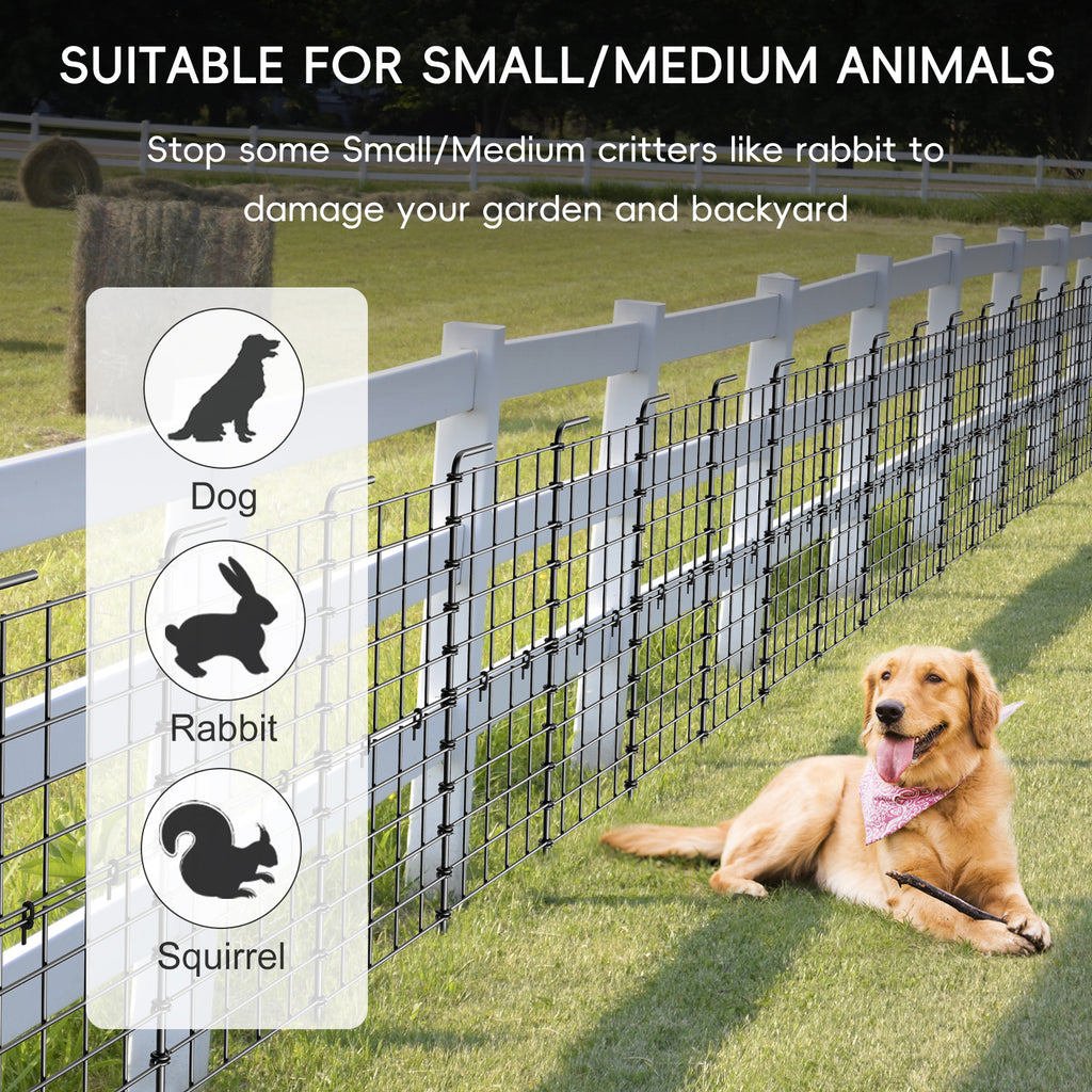 16-Pack Decorative Garden Fence 24in High - Coated Rustproof Metal Wire Border for Flower Beds