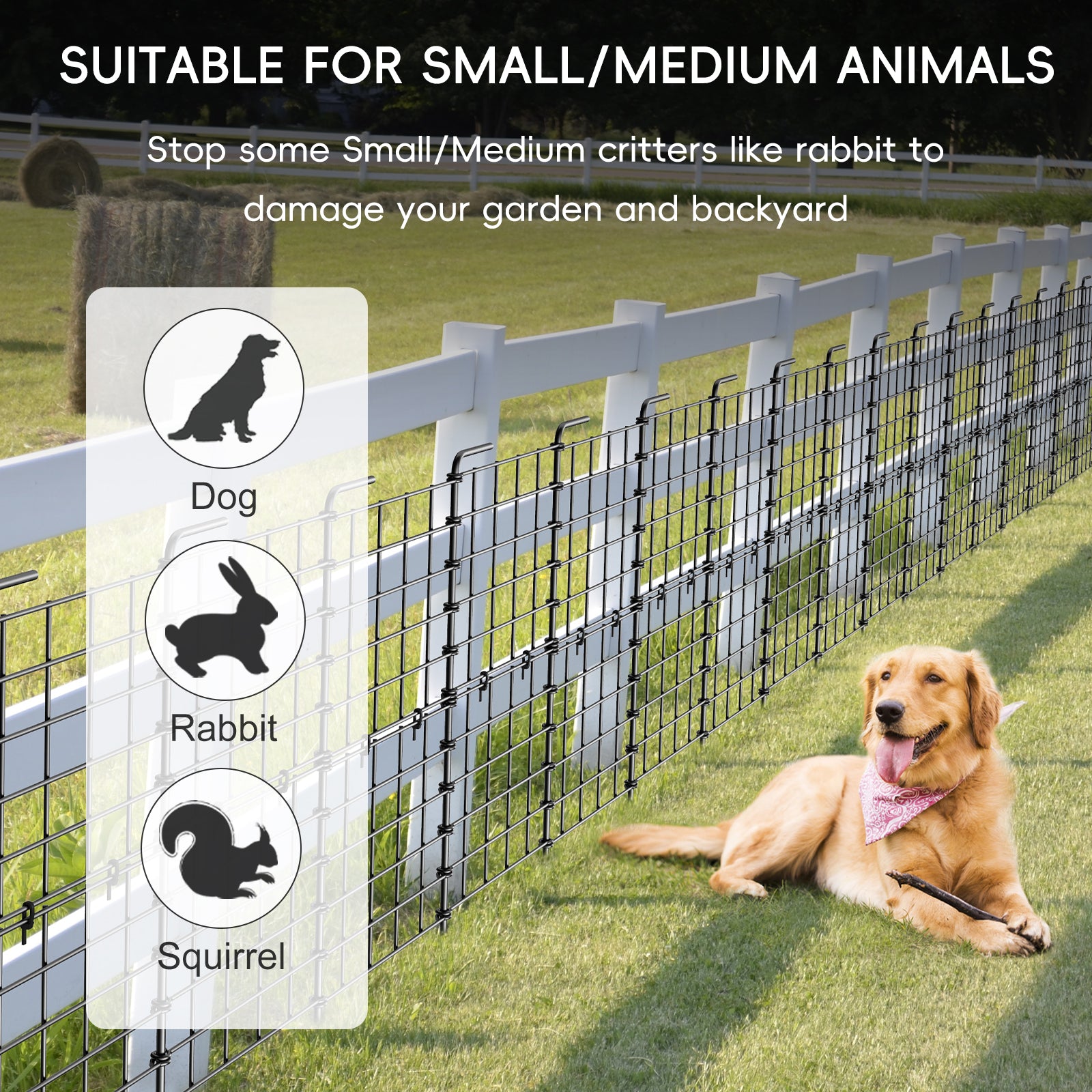 16-Pack Decorative Garden Fence 24in High - Coated Rustproof Metal Wire Border for Flower Beds