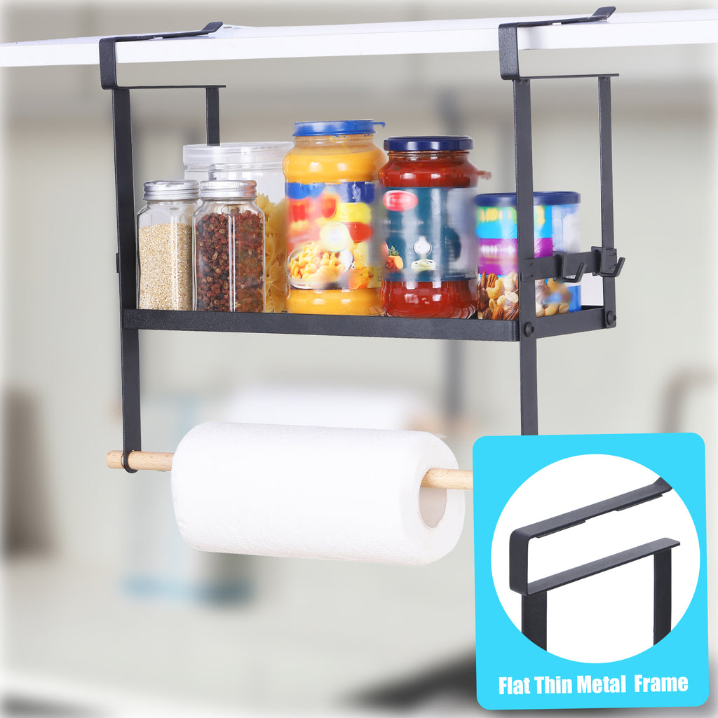 Magnetic Spice Rack for Fridge - with Paper Towel Holder & Hooks