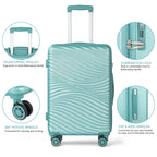 3Pcs Travel Luggage Set Trolley Spinner 20 /24/28 inch Suitcase Hard Shell Gold