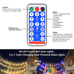 Coloured Globe String Lights Battery Operated, color-changing LED Light Strings,, Colour Changing Water Proof Crystal Ball Outdoor String Lights with Remote Control for Home, Patio, Party, Garden, Christmas, Easter