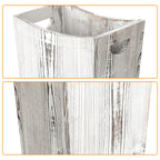 Small Grey Distressed Wood Bin with Dual Handles for Trash Disposal in Bedrooms and Bathrooms