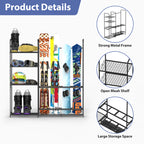 Standalone Metal Ski and Snowboard Storage System for Garage, Heavy-Duty Floor Organizer with Integrated Shelving for Boots, Poles, and Winter Gear