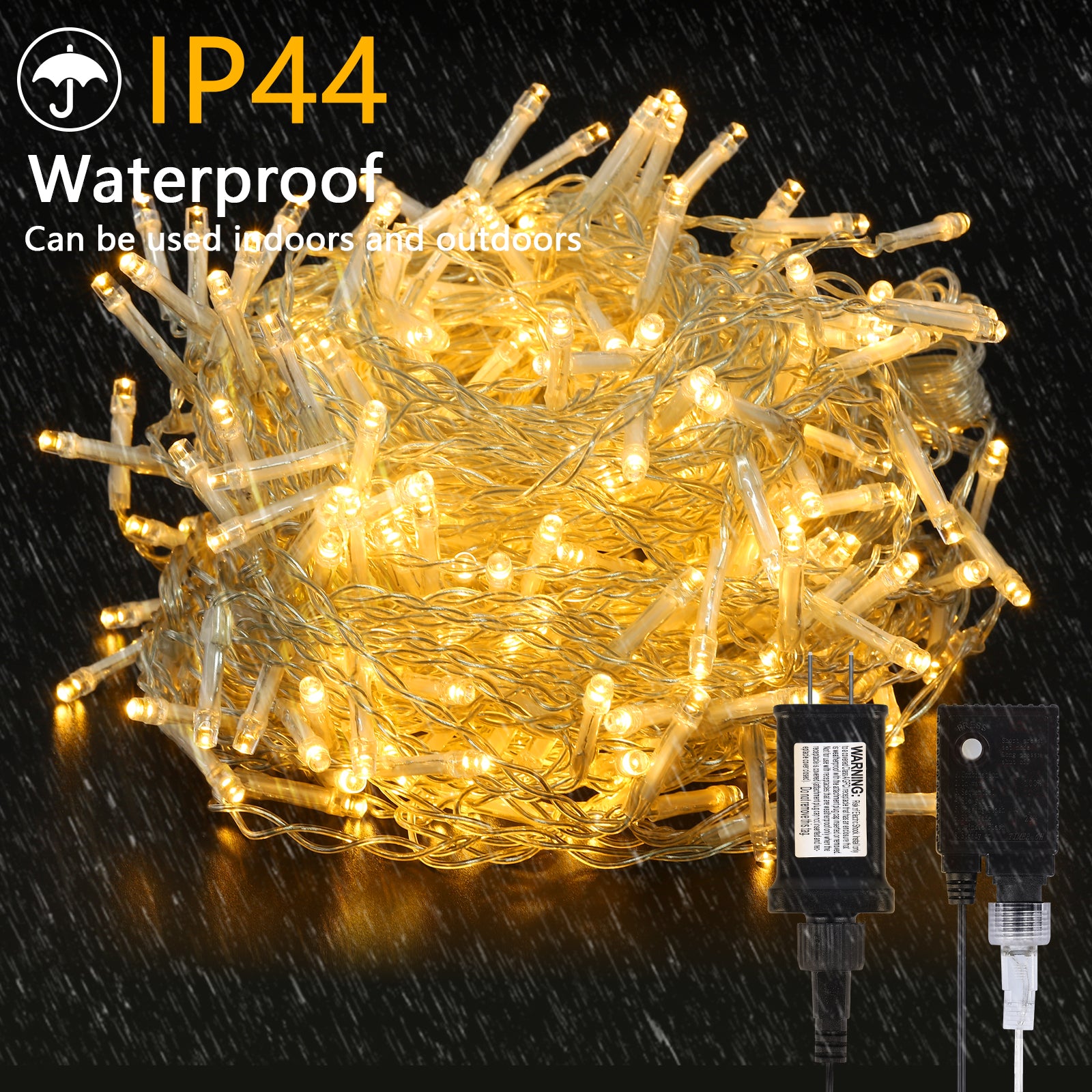 37FT LED Icicle Curtain Lights 288 LEDs 8 Modes IP44 Waterproof Outdoor Hanging String Lights for Xmas Wedding Yard Party Decor