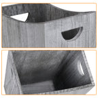 Small Wooden Waste Basket w/ Double Handles - Rustic Wood Garbage Can for Office, Bathroom, Bedroom