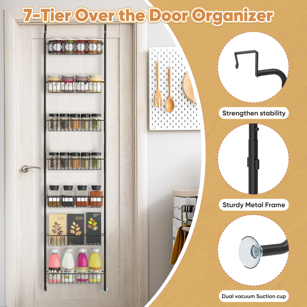 8-Tier Over The Door Pantry Organizer, Detachable Metal Hanging Spice Rack for Kitchen & Bathroom