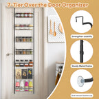 8-Tier Over The Door Pantry Organizer, Detachable Metal Hanging Spice Rack for Kitchen & Bathroom