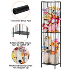2-Tier Stuffed Animal Zoo Storage Cage - Tall Metal Plush Toy Organizer & Nursery Display, Black,