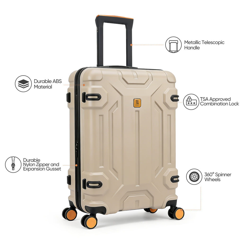 3-Piece Hardside Luggage Set with TSA Lock, Durable Lightweight Spinner Suitcase 20/26/30 Inch (Beige)