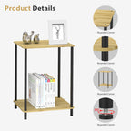 Set of 2 Bamboo 2-Tier Side Tables - Small End Tables for Bedroom & Living Room