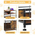 Furniture-Style Dog Crate with Storage Drawers & Wooden Top