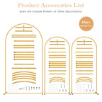 Set of 3 Gold Metal Arch Backdrop Stand, 7.3FT Large Central Arch & 2PCS 6FT Side Arched Frame, Heavy Duty Round Pipe Wedding Balloon Flower Arch Stand for Wedding Baby Shower Gender Reveal Birthday Party Ceremony Decor